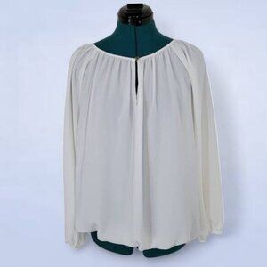 Vince Camuto White Blouse with Keyhole Neckline - Size Large‎